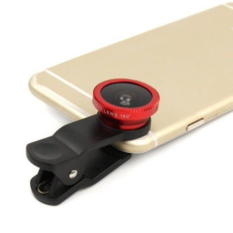 Velishy 3 in 1 Universal Clip On Camera Lens For Cell Phones (Red)