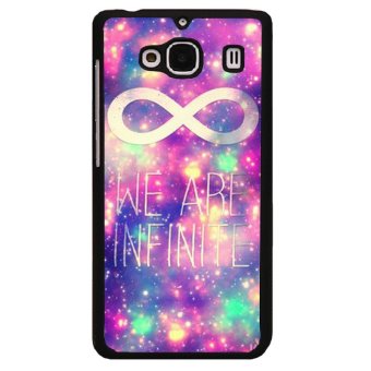 Y&M Shining We Are Infinite Printed Plastic Mobile Phone Back Case for Red Mi Note (Black)