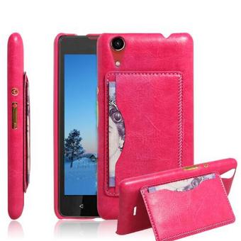 Lichee Pattern Case Cover with Stand Function and One Card Solt for Wiko Rainbow Lite Red
