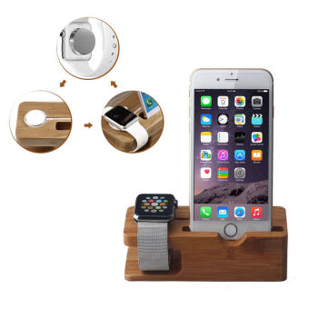 iphone Stand Charging Station Bracket Accessories for Apple Watch (Brown) - intl