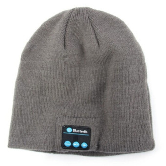 HengSong Warm Beanie Hat Wireless Bluetooth Receiver Audio Music Speaker Bluetooth Hat Cap Headset Headphone Dark Grey - intl