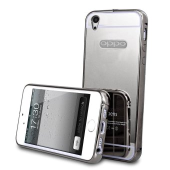 Case Bumper 2 in 1 Slide Mirror Aluminium Casing Softcase untuk Oppo Mirror 5 A51W Cover Sliding - Hitam