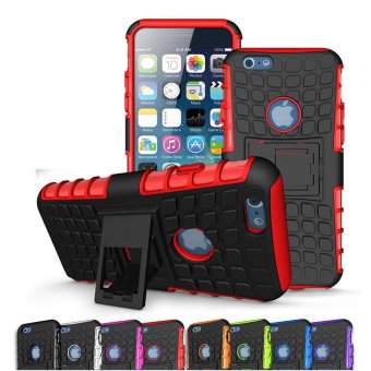 NingMao Heavy Duty Dual Layer Drop Protection Shockproof Armor Hybrid Steel Style Protective Cover Case with Self Stand for Apple iPhone 7 (Red) - intl