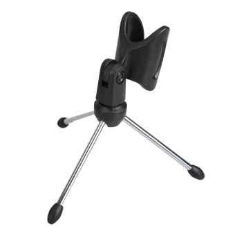 Desktop Table Metal Mini Tripod Microphone Stand Holder Mic ClipBlack - Intl