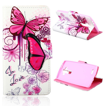 Moonmini PU Leather Stand Wallet Case with Magnetic Closure Flip Cover for LG G4 (Pink/White)
