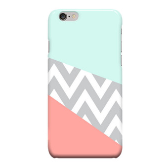 Indocustomcase Mint & Coral Chevron Cover Hard Case for Apple iPhone 6 Plus