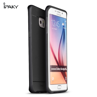 langsing iPaky TPU + PC aman kejutan kasus hibrida untuk Samsung Galaxy S6 Edge Plus G9280 (Abu-abu)