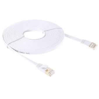 SUNSKY Gold Plated Head CAT7 High Speed 10Gbps Ultra-thin Flat Ethernet Network LAN Cable, Length: 3m (White)