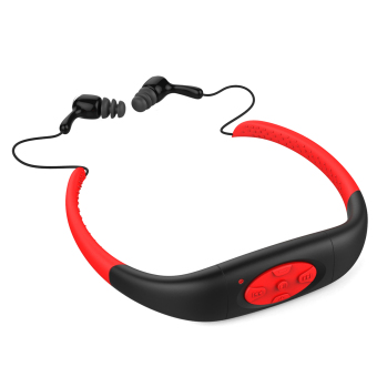 Vococal IPX8 Kepala Memakai Jenis 4 GB Memori Waterproof MP3 Pemutar Musik Lewat Headset (Hitam/Merah)