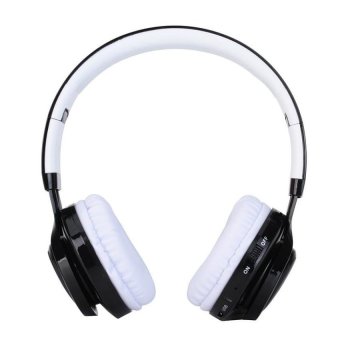 Fashion Bluetooth Wireless Foldable Led Headphones WithMicophoneSuper Bass Sports Stereo Headset With FM Radio TF Card -White(Black) - Int'l - intl