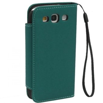 Blz Portable Wallet Leather Case with Holder & Lanyard for Samsung Galaxy SIII / i9300 - Hijau