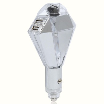 Vococal 3 in 1 Dual USB Car Charger Adapter (Silver)
