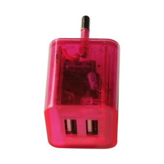 Rainbow Charge Head /Kepala charge/Batok charge USB 2 in 1 DC 5V-2100 mA - Pink