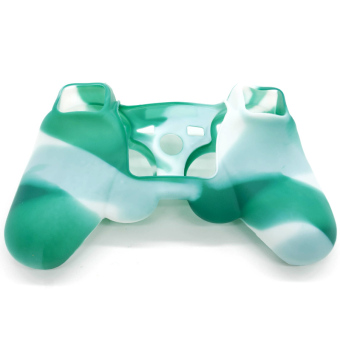 Moonar Silicon Protective Skin Case Cover for Sony PS3 Controller (Green+White)