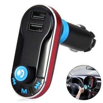 Babanesia Bluetooth Car Charger FM Transmitter Dual USB Port BT66 - Merah