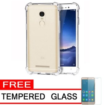 Casing Handphone Anti Shock Elegant Softcase for Xiaomi Redmi Note 3 - Clear + Free Tempered Glass