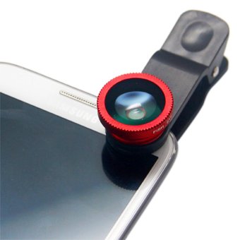 Universal Clip Lens Good Product - Macro-Wide-FishEye - Hitam Merah
