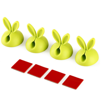 4 PCS Rabbit Ear Style Earphone Line Charging Cable Mouse Cord USB Charger Clip Organizer Holder (Green) - intl