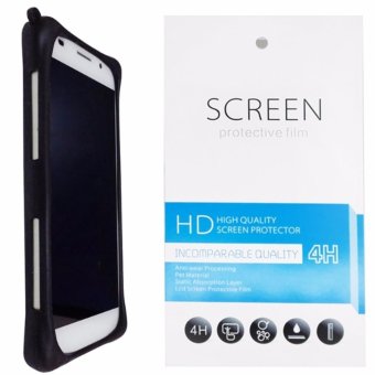 Kasing Silikon Universal Bumper Case Wadah Cover Casing - Hitam + Gratis 1 Clear Screen Protector untuk Motorola Moto C Plus
