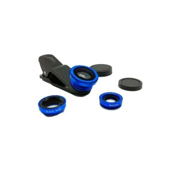 Universal Clip Lens Quality 3in1 Fish Eye Macro Wide for All Smartphone - Biru