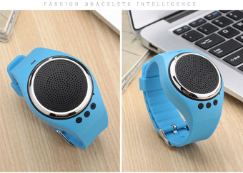 Kisnow Bluetooth 4.0 Multi-functional Sound Watch Style Music Smart Bracelet Mobile U Disk Sports Computer Speakers(Color:BLUE) - intl