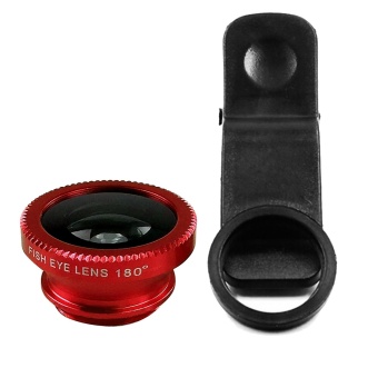 Universal 180 Degree Clip-on Fisheye Fish Eye Lens for Smartphones Tablet PC Red - intl
