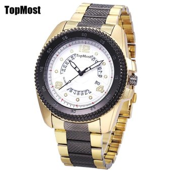 S&L TOPMOST 1931 Male Quartz Watch Serrated Dial Date Luminous Display 3ATM Wristwatch (Gold) - intl