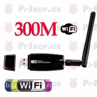 802.11g/b/n Nano USB Wifi Adapter with External Antenna 300Mbps Support Raspberry PI(Black) - intl