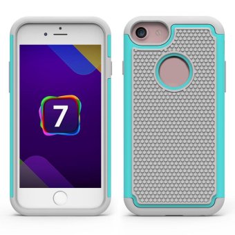 Hard Soft Rubber Impact Armor Case Back Hybrid Cover For iphone 7 4.7 Inch Grey - intl