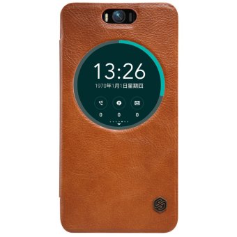 Nillkin Qin Customized Ultra Thin Smart View Window Wake Up / Sleep Flip Up Leather Case Protective Shell Cover For Asus Zenfone Selfie / ZD551KL (Color:Brown) - intl