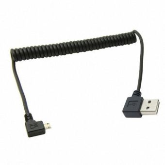 ChenYang Left Angled 90 degree USB 2.0 Micro Male to Reversible Angled A Type Male Stretch Data Cable for Tablet & Cellphone (Black)