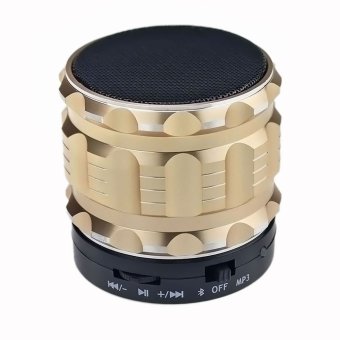 Portable Mini Bluetooth Speakers Metal Steel Wireless Smart Hands Free Speaker Support SD Card For Mobile Phone (Gold)