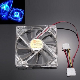 Blue Quad 4-LED Light Neon Clear 120mm PC Computer Case Cooling Fan Mod - intl