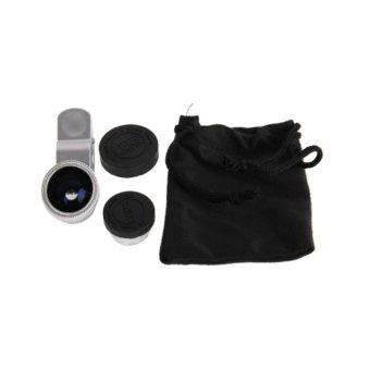 Universal Clip Lens 3 in 1 - Fish Eye 180 + Macro + Wide 0.67x - Putih