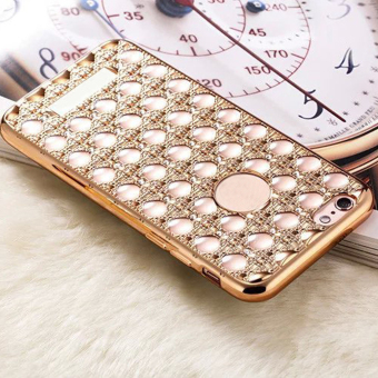 EOZY Plating Frame TPU Phone Case Cover For iphone 6 Plus/6S Plus Agate Diamond Cover For iphone 6 Plus/6S Plus (Gold)