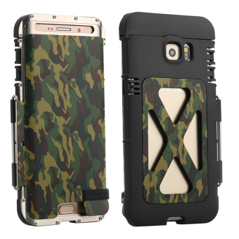 R-just Armor King Stainless Steel Iron man Flip Aluminum Metal Cover Metal Case For Samsung Galaxy S6 Edge Camouflage - intl