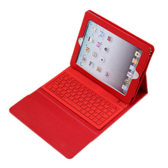 PAlight PU Leather Protect Case Cover Wireless Silicon Bluetooth Keyboard for iPad 2/3/4 (Red) - intl