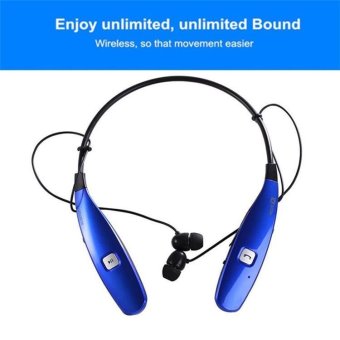 Fashion Wireless Music Earphone Headset Bluetooth HBS-900T Sport Mp3 Earphone Headphone Dukungan TF Card + Radio FM (Biru) - intl
