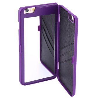 4.7inch 3D Luxury Mirror Design Card Slot Leather Case for iPhone 6S (Purple) - intl
