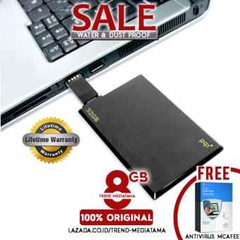Original 100% Flashdisk 8GB PQI Card Drive i512 Kartu USB 2.0 COB (Waterproof + Dustproof ) Gratis Antivirus MC Afee - Black
