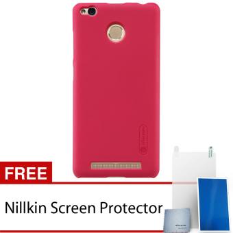 Nillkin For Xiaomi Redmi 3 Pro Super Frosted Shield Hard Case Original - Merah + Gratis Anti Gores Clear