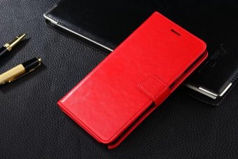 PU Leather Luxury Wallet Flip Stand Cover Case for Samsung Galaxy Note 4 N9100 (Red)