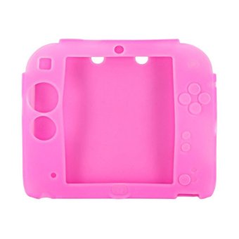 VAKIND karet silikon lembut kulit penutup Case dengan pelindung layar untuk Nintendo 2DS (berwarna merah muda)