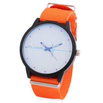 S&L Unisex Quartz Watch Detachable Canvas Strap Luminous Pointer Heartbeat Pattern Dial Wristwatch (Orange) - intl