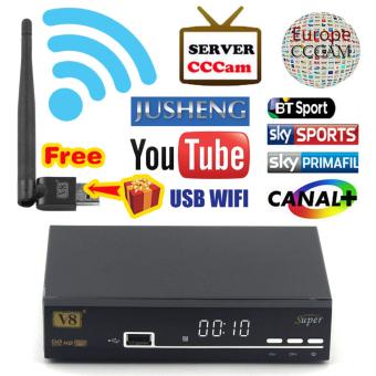 JUSHENG [Free USB WIFI] Freesat V7 DVB Combo DVB-S2 DVB-T2 Satellite Receiver Receptor Terrestrial Decoder with 1 Year Europe CCcam 3 Cline and USB WIFI device - intl