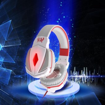 KOTION EACH G4000 Over-ear Gaming Headphone with Mic Volume Control for PC Games - White / Red - intl