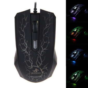 JEQANG JM-069 800/1200/1600 DPI Professional Colorful Glare USB Wired Gaming Mouse - Black - Intl