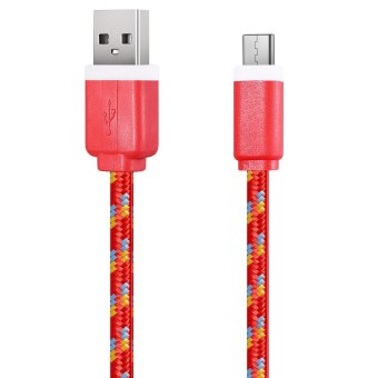TimeZone 2M Type C USB 3. 1 Colorful Nylon Braided Transfer Data Sync Line Charging Cable (Red)