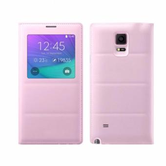 Samsung Flip Cover Leather Case With S-View Auto-lock For Samsung Galaxy Note 4 - Pink