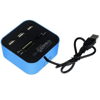 USB Combo 480Mbps Card Reader USB Hub 2.0 All In One Multi USB Splitter For MS/M2/SD/MMC/TF(Black/Blue) - intl